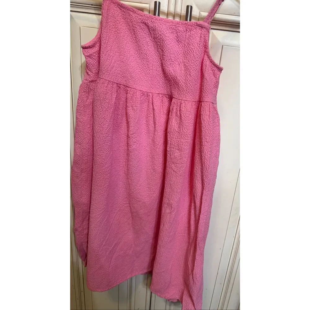 H&M Girls Adjustable Shoulder Strap Button Back Textured Dress Pink Size 10 - Picture 2 of 8
